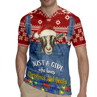 Just A Girl Who Loves Christmas And Goats Ugly Christma Rugby Jersey Funny Xmas Holiday Patterns - Wonder Print Shop