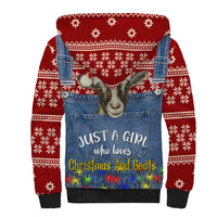 Just A Girl Who Loves Christmas And Goats Ugly Christma Sherpa Hoodie Funny Xmas Holiday Patterns - Wonder Print Shop