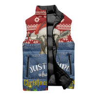 Just A Girl Who Loves Christmas And Goats Ugly Christma Sleeveless Puffer Jacket Funny Xmas Holiday Patterns - Wonder Print Shop