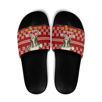 Just A Girl Who Loves Christmas And Goats Ugly Christma Slide Sandals Funny Xmas Holiday Patterns - Wonder Print Shop