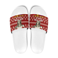 Just A Girl Who Loves Christmas And Goats Ugly Christma Slide Sandals Funny Xmas Holiday Patterns - Wonder Print Shop