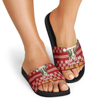 Just A Girl Who Loves Christmas And Goats Ugly Christma Slide Sandals Funny Xmas Holiday Patterns - Wonder Print Shop