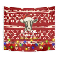 Just A Girl Who Loves Christmas And Goats Ugly Christma Tapestry Funny Xmas Holiday Patterns - Wonder Print Shop