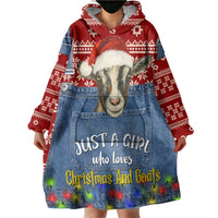 Just A Girl Who Loves Christmas And Goats Ugly Christma Wearable Blanket Hoodie Funny Xmas Holiday Patterns - Wonder Print Shop