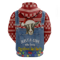 Just A Girl Who Loves Christmas And Goats Ugly Christma Zip Hoodie Funny Xmas Holiday Patterns - Wonder Print Shop