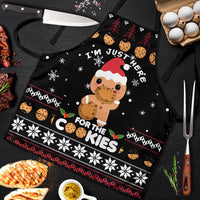 Just Here For The Cookies Christmas Apron Funny Xmas Holiday Patterns - Wonder Print Shop