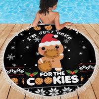 Just Here For The Cookies Christmas Beach Blanket Funny Xmas Holiday Patterns - Wonder Print Shop