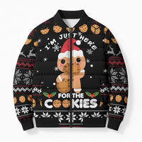 Just Here For The Cookies Christmas Bomber Puffer Jacket Funny Xmas Holiday Patterns - Wonder Print Shop