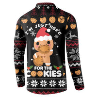 Just Here For The Cookies Christmas Button Sweatshirt Funny Xmas Holiday Patterns - Wonder Print Shop