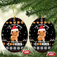 Just Here For The Cookies Christmas Ceramic Ornament Funny Xmas Holiday Patterns - Wonder Print Shop