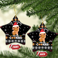 Just Here For The Cookies Christmas Ceramic Ornament Funny Xmas Holiday Patterns - Wonder Print Shop