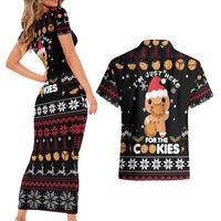 Just Here For The Cookies Christmas Couples Matching Short Sleeve Bodycon Dress and Hawaiian Shirt Funny Xmas Holiday Patterns - Wonder Print Shop
