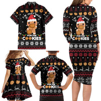 Just Here For The Cookies Christmas Family Matching Long Sleeve Bodycon Dress and Hawaiian Shirt Funny Xmas Holiday Patterns - Wonder Print Shop