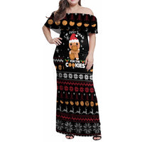 Just Here For The Cookies Christmas Family Matching Off Shoulder Maxi Dress and Hawaiian Shirt Funny Xmas Holiday Patterns - Wonder Print Shop