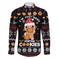 Just Here For The Cookies Christmas Family Matching Off Shoulder Short Dress and Hawaiian Shirt Funny Xmas Holiday Patterns - Wonder Print Shop