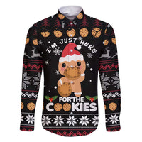 Just Here For The Cookies Christmas Family Matching Short Sleeve Bodycon Dress and Hawaiian Shirt Funny Xmas Holiday Patterns - Wonder Print Shop