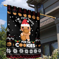 Just Here For The Cookies Christmas Garden Flag Funny Xmas Holiday Patterns - Wonder Print Shop
