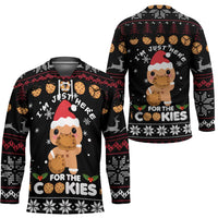 Just Here For The Cookies Christmas Hockey Jersey Funny Xmas Holiday Patterns - Wonder Print Shop