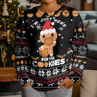 Just Here For The Cookies Christmas Kid Ugly Christmas Sweater Funny Xmas Holiday Patterns - Wonder Print Shop