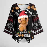 Just Here For The Cookies Christmas Kimono Sleeve Blouse Funny Xmas Holiday Patterns - Wonder Print Shop