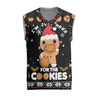 Just Here For The Cookies Christmas Knitted V-Neck Vest Funny Xmas Holiday Patterns - Wonder Print Shop