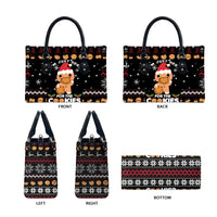 Just Here For The Cookies Christmas Leather Bag Funny Xmas Holiday Patterns - Wonder Print Shop