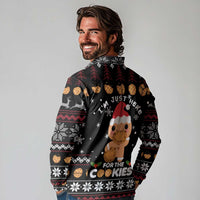 Just Here For The Cookies Christmas Long Sleeve Polo Shirt Funny Xmas Holiday Patterns - Wonder Print Shop