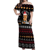 Just Here For The Cookies Christmas Off Shoulder Maxi Dress Funny Xmas Holiday Patterns - Wonder Print Shop