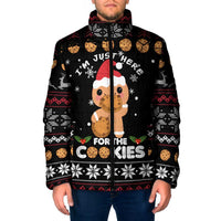 Just Here For The Cookies Christmas Padded Jacket Funny Xmas Holiday Patterns - Wonder Print Shop
