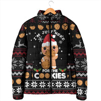 Just Here For The Cookies Christmas Padded Jacket Funny Xmas Holiday Patterns - Wonder Print Shop