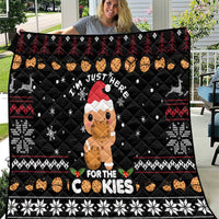 Just Here For The Cookies Christmas Quilt Funny Xmas Holiday Patterns - Wonder Print Shop