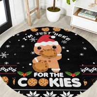 Just Here For The Cookies Christmas Round Carpet Funny Xmas Holiday Patterns - Wonder Print Shop