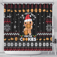 Just Here For The Cookies Christmas Shower Curtain Funny Xmas Holiday Patterns - Wonder Print Shop