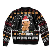 Just Here For The Cookies Christmas Sleeve Zip Bomber Jacket Funny Xmas Holiday Patterns - Wonder Print Shop
