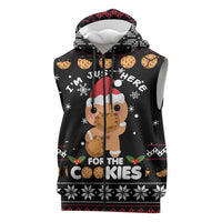 Just Here For The Cookies Christmas Sleeveless Zip Hoodie Funny Xmas Holiday Patterns - Wonder Print Shop