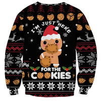 Just Here For The Cookies Christmas Sweatshirt Funny Xmas Holiday Patterns - Wonder Print Shop