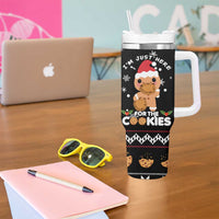 Just Here For The Cookies Christmas Tumbler With Handle Funny Xmas Holiday Patterns - Wonder Print Shop