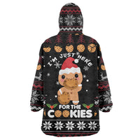 Just Here For The Cookies Christmas Wearable Blanket Hoodie Funny Xmas Holiday Patterns - Wonder Print Shop