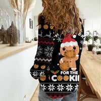 Just Here For The Cookies Christmas Women Casual Shirt Funny Xmas Holiday Patterns - Wonder Print Shop