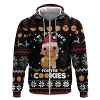 Just Here For The Cookies Christmas Zip Hoodie Funny Xmas Holiday Patterns - Wonder Print Shop