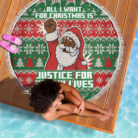 Justice For Black Lives Christmas Beach Blanket Funny Xmas Holiday Patterns - Wonder Print Shop