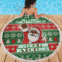 Justice For Black Lives Christmas Beach Blanket Funny Xmas Holiday Patterns - Wonder Print Shop