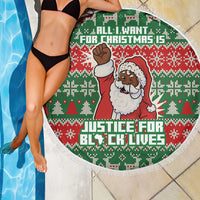 Justice For Black Lives Christmas Beach Blanket Funny Xmas Holiday Patterns - Wonder Print Shop