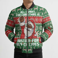 Justice For Black Lives Christmas Bomber Puffer Jacket Funny Xmas Holiday Patterns - Wonder Print Shop