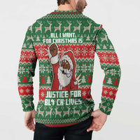 Justice For Black Lives Christmas Button Sweatshirt Funny Xmas Holiday Patterns - Wonder Print Shop