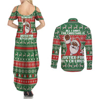 Justice For Black Lives Christmas Couples Matching Summer Maxi Dress and Long Sleeve Button Shirt Funny Xmas Holiday Patterns - Wonder Print Shop