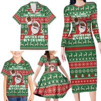Justice For Black Lives Christmas Family Matching Long Sleeve Bodycon Dress and Hawaiian Shirt Funny Xmas Holiday Patterns - Wonder Print Shop