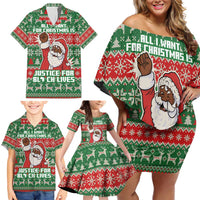 Justice For Black Lives Christmas Family Matching Off Shoulder Short Dress and Hawaiian Shirt Funny Xmas Holiday Patterns - Wonder Print Shop