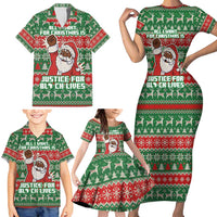Justice For Black Lives Christmas Family Matching Short Sleeve Bodycon Dress and Hawaiian Shirt Funny Xmas Holiday Patterns - Wonder Print Shop