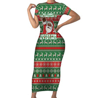 Justice For Black Lives Christmas Family Matching Short Sleeve Bodycon Dress and Hawaiian Shirt Funny Xmas Holiday Patterns - Wonder Print Shop